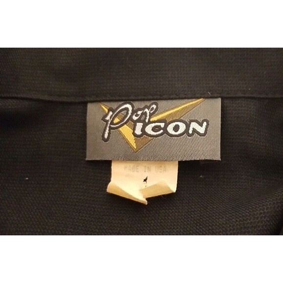 Vintage Pop Icon Shirt Men's Large Black Blue Button Up  Disco Retro    T4 - Picture 4 of 6